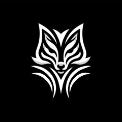 Minimalist vector illustration of a wolf head logo, front view