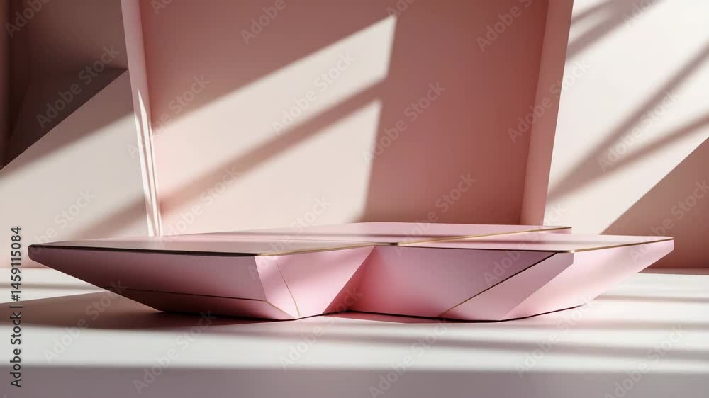 Poster ai abstract render of a pink platform for product display, interior podium space with empty area for