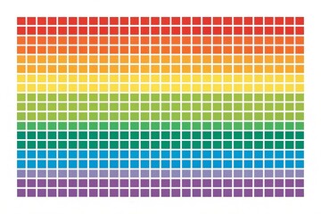 rainbow colored pixel squares art background isolated on white background