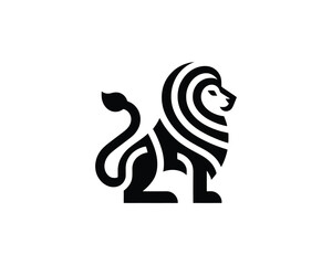 Bold Lion Logo in Black and White with Minimalistic Design