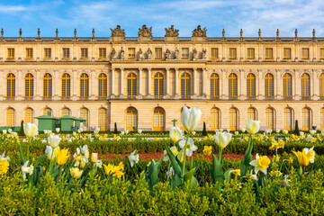 Versailles palace and gardens in spring outside Paris, France