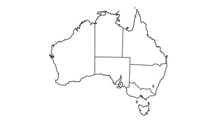 Outlined Map of Australia with State Borders