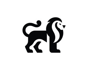 Lion Iconic Logo Design in Playful Black and White Style