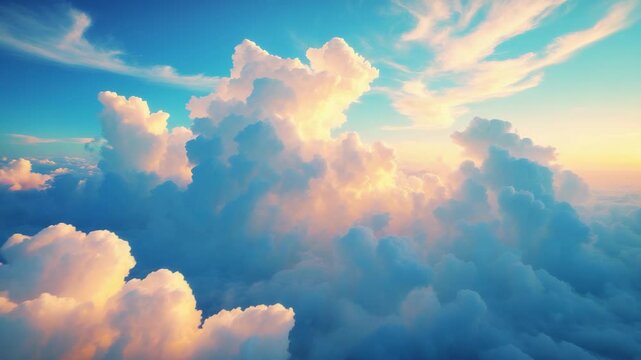 Top-down view of the sky on a cloudy day, emphasizing selective focus.