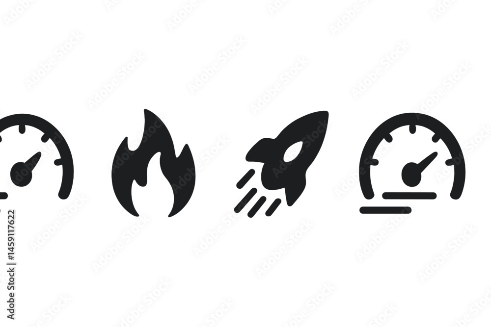 Poster speed, energy, and progress represented through vector icons in a simple and clean design for modern