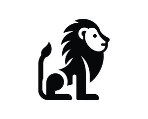 Fototapeta premium Monochrome Lion Logo Design in Playful Minimalist Style