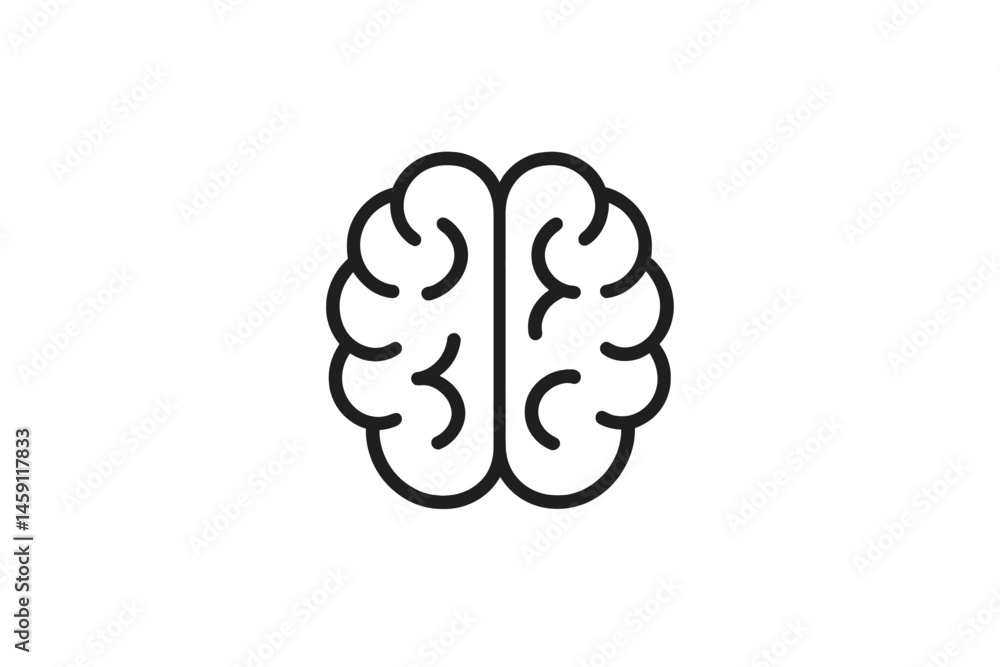 Poster detailed vector illustration of a brain icon representing intelligence and cognitive functions in a 