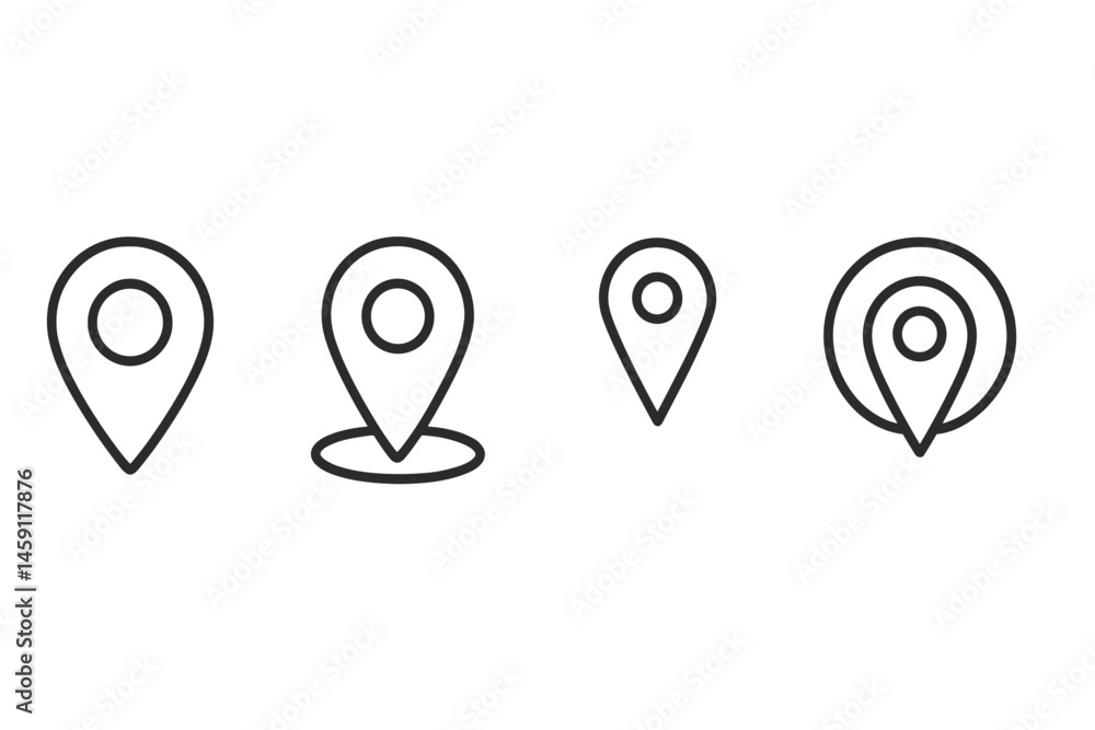Poster simple vector illustration icons of location markers designed for mapping and navigation purposes