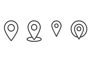 Simple vector illustration icons of location markers designed for mapping and navigation purposes