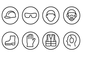 Vector illustration of essential safety gear and tools for construction workers in an industrial setting