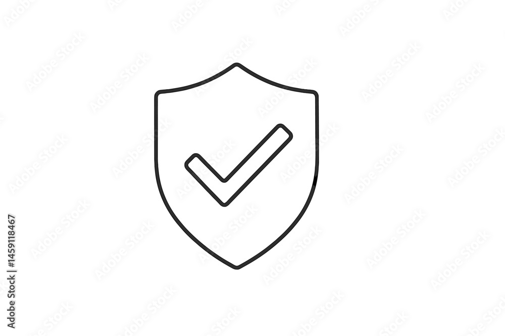 Poster vector illustration icon of a shield with a check mark symbolizing security and protection in variou