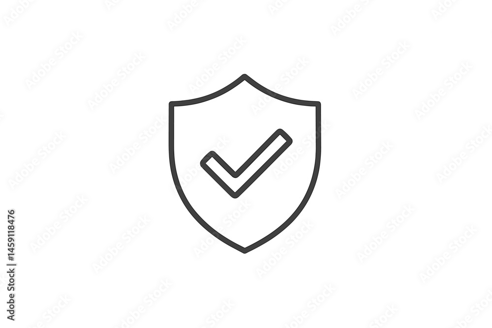Poster vector illustration icon representing a shield with a check mark symbolizing security and protection