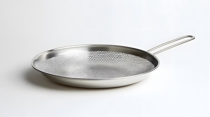Stainless Steel Frying Pan on White.