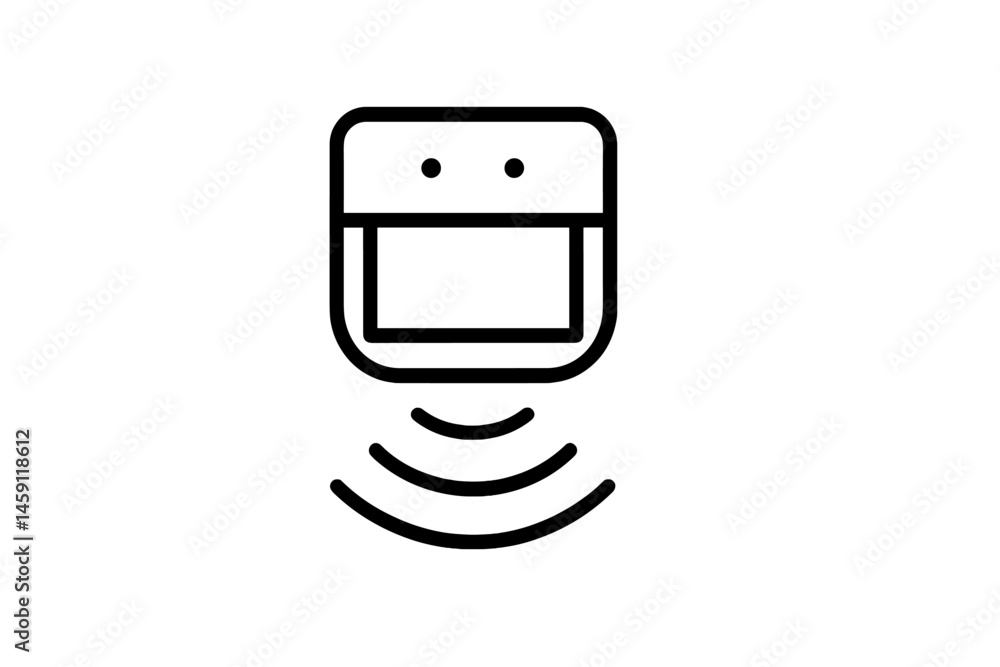 Poster vector illustration icon depicting a smart device with sound waves emanating from its speaker