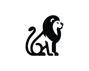 Lion Logo in Bold Black and White with Minimalist Full Body Icon