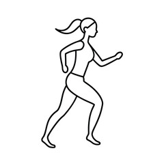 Fototapeta premium young girl running, minimalist one-line, line art illustration
