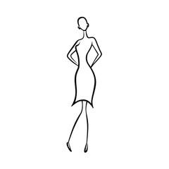 female fashion minimalist one-line, line art illustration