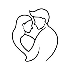 couple minimalist one-line, line art illustration