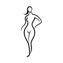 minimalist one-line of  woman figure , model  line art illustration