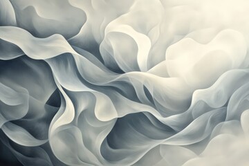 Obraz premium Abstract painting of flowing, ethereal fabrics in soft greys and whites.