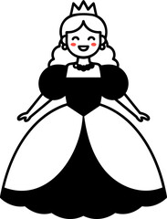 Smiling Princess in Gown and Crown Illustration