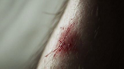 Fototapeta premium Close-up of a bloody scrape on skin