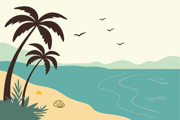 Fototapeta na wymiar tropical beach with palm trees