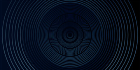 Blue abstract background with glowing circles. Swirl circular lines pattern. Geometric spiral. Twirl element. Modern graphic design. Futuristic technology concept. Vector illustration