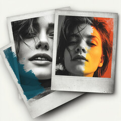 A collage of three Polaroid frame.