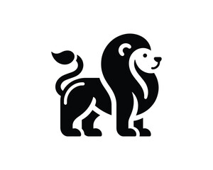 Clean Black and White Lion Full Body Logo in Iconic Style