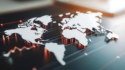 Global business trends analysis map modern office infographic digital environment aerial view data insights