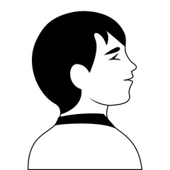 Vector side portrait of a man with short dark hair.