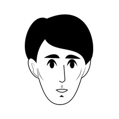 Black and white vector of man with parted hairstyle.
