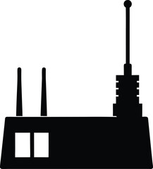 silhouette of a power station