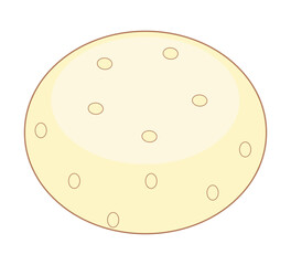 Round cartoon cheese wheel with small circular holes.