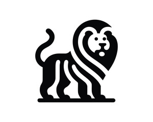 Minimalist Black and White Lion Full Body Logo for Modern Branding