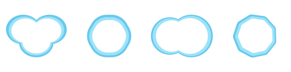 Blue outlined cloud shapes with varying styles.