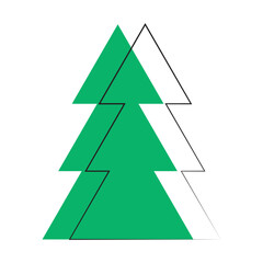 Fototapeta premium Geometric green pine tree with outlined layers.