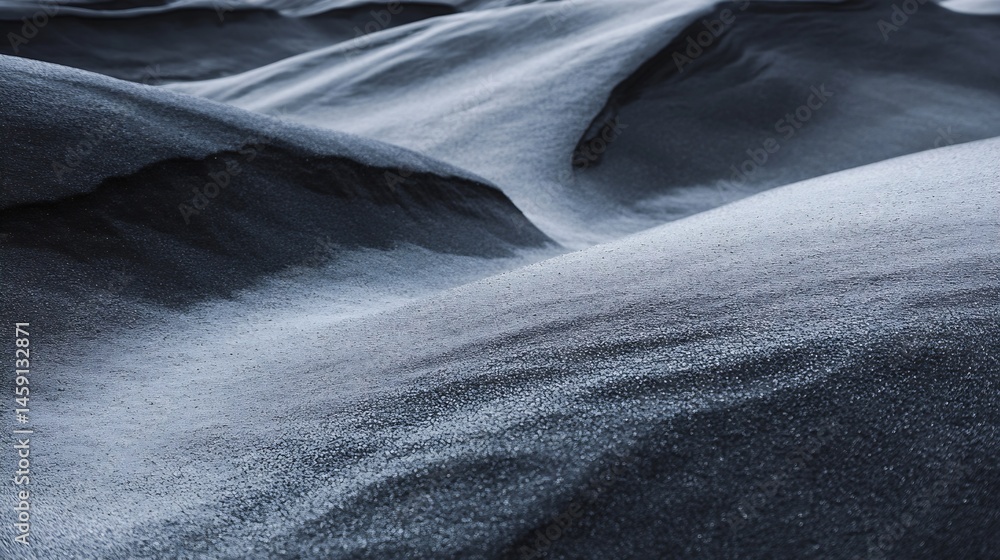 Leinwandbilder abstract grayscale image depicting undulating, textured surfaces resembling dark sand dunes under a 