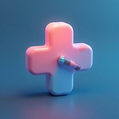 Obraz premium Medical Cross with Capsule Illustration