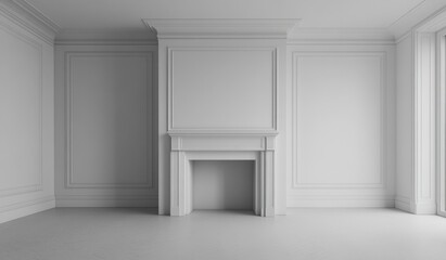 Fototapeta premium Elegant, empty room with fireplace