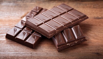 dark and milk chocolate bar on a wooden table