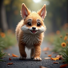 Obraz premium Adorable animated fox character