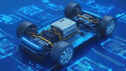 Electric vehicle chassis with  circuit diagram