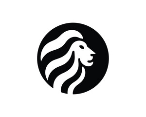 Minimalist Black and White Lion Head Icon Logo for Clean Branding