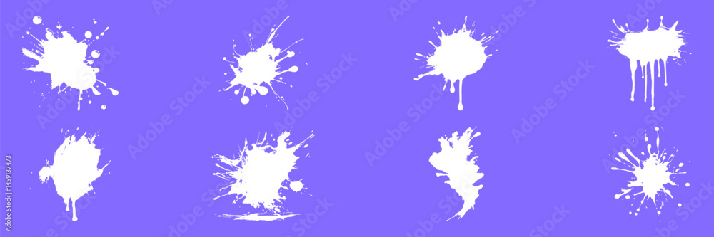 Poster white paint splatter set. creative art elements for design projects isolated vector illustration col