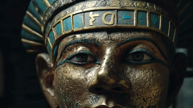 4K Close-Up of Ancient Egyptian Pharaoh's Sarcophagus | Ornate Burial Coffin with Hieroglyphics | Archaeological Artifact