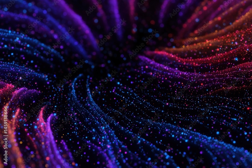 Aufkleber a vibrant abstract image with swirling patterns of colorful, glowing dots on a dark background.