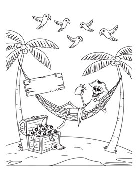 recommend clip art: Tropical Ghost Hammock – Spooky Summer Vacation Line Art Coloring Page
                    