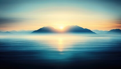 Sunrise over misty mountains